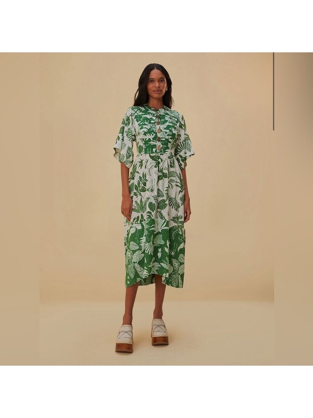 Farm Rio Forest Soul Short Sleeve Midi Dress